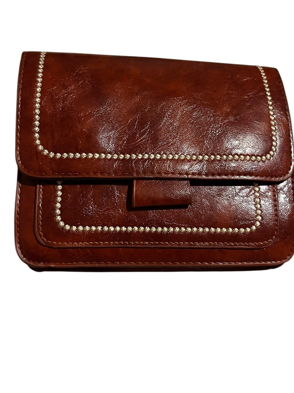 Vintage brown leather clutch purse envelope bag